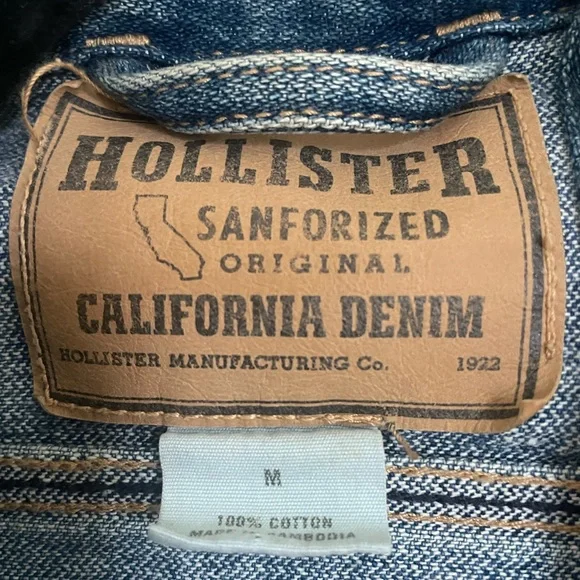 Hollister Light Medium Blue Denim Jacket Relaxed Fit Embroidered Customized Cute - Picture 5 of 10